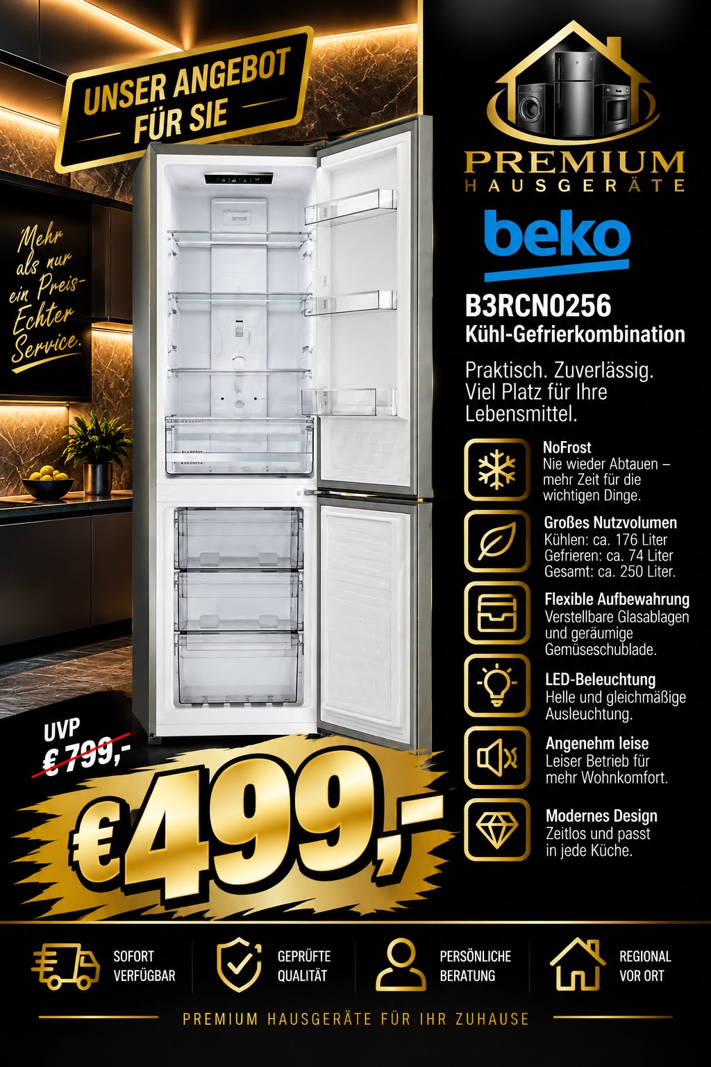 Beko_B3RCN0256_Kuehl-Gefrierkombination