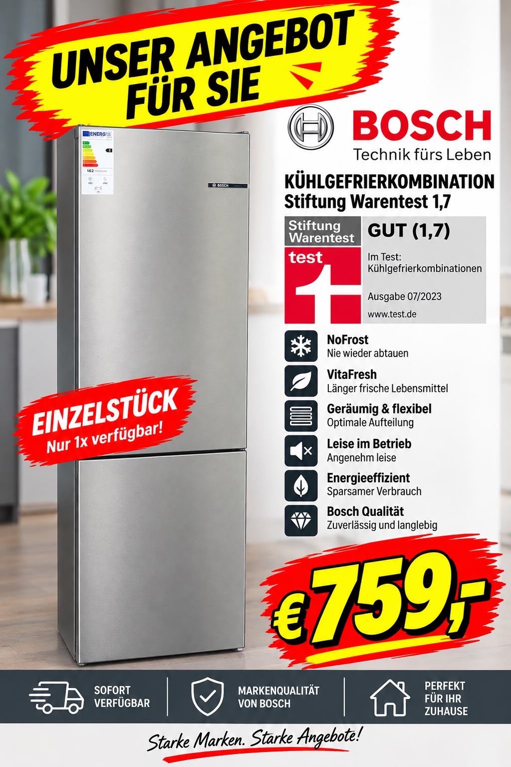 Bosch-Kuehl-Gefrierkombination-NoFrost-Stiftung-Warentest-759EUR