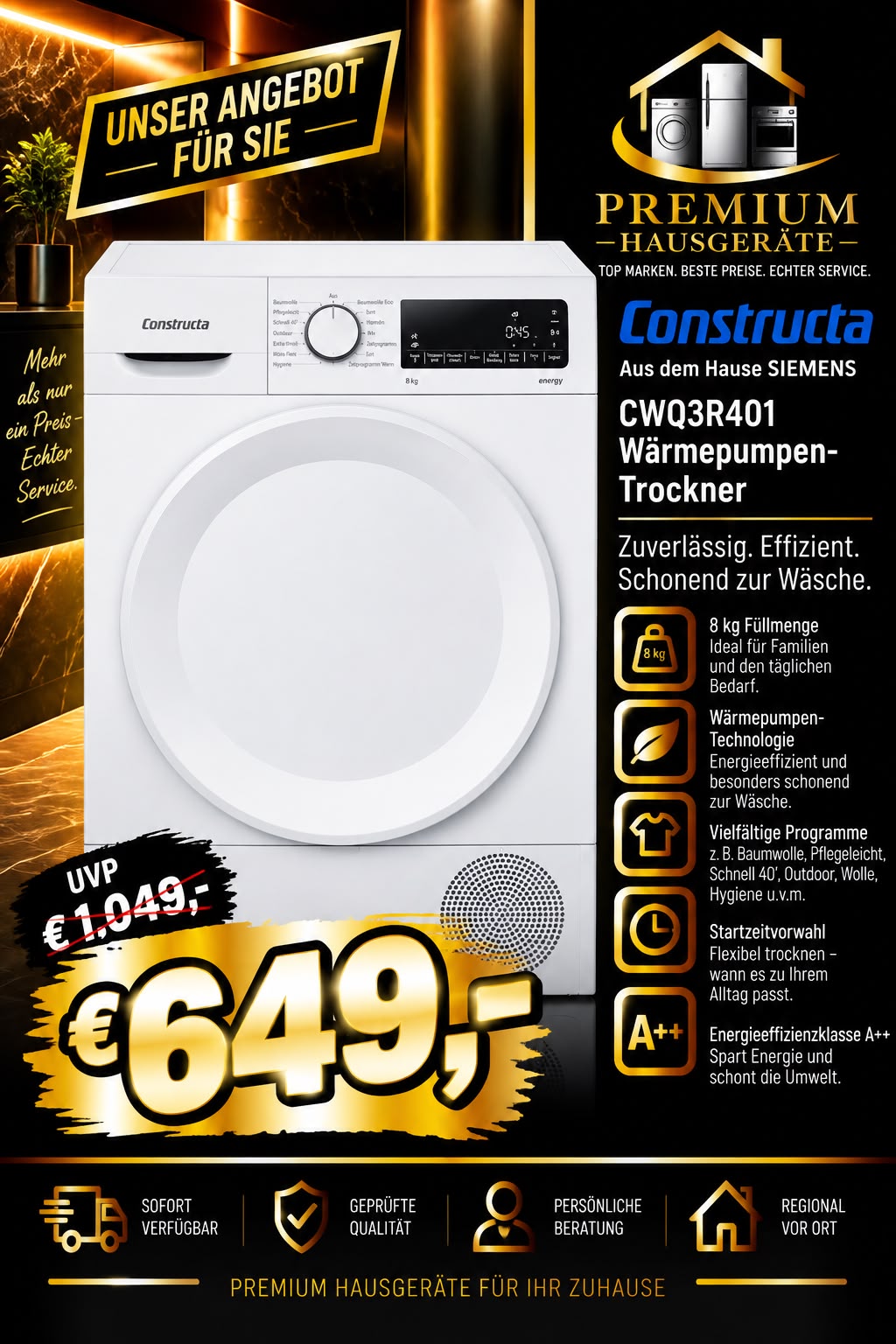 Constructa_CWQ3R401_Waermepumpentrockner