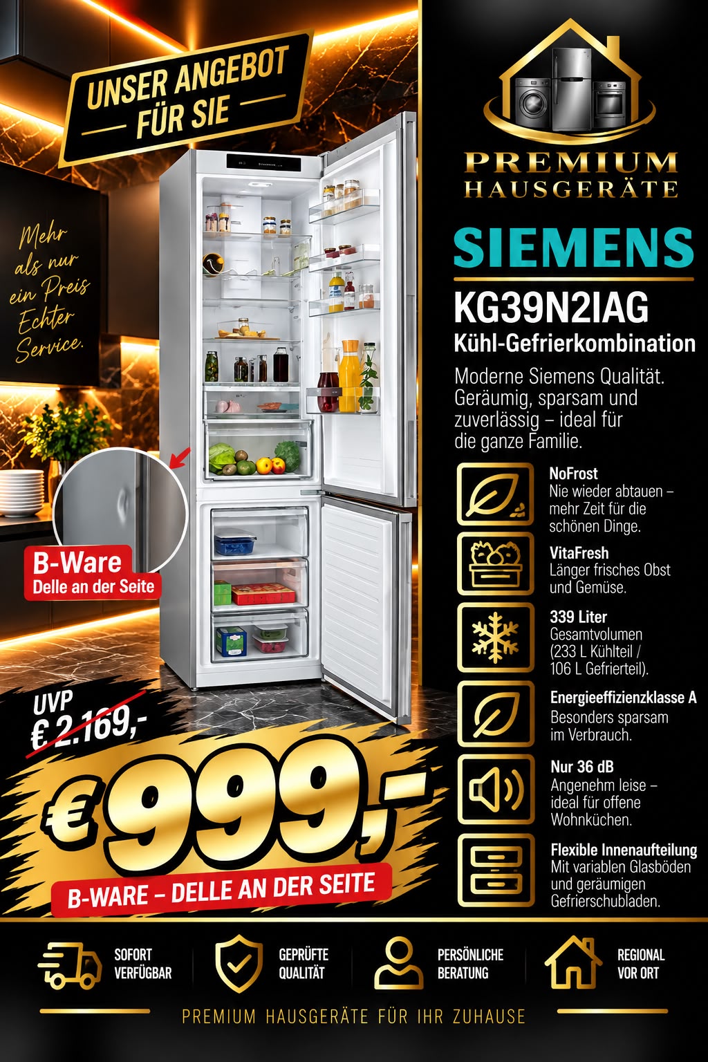 Siemens_KG39N2IAG_Kuehl-Gefrierkombination_B-Ware_Delle